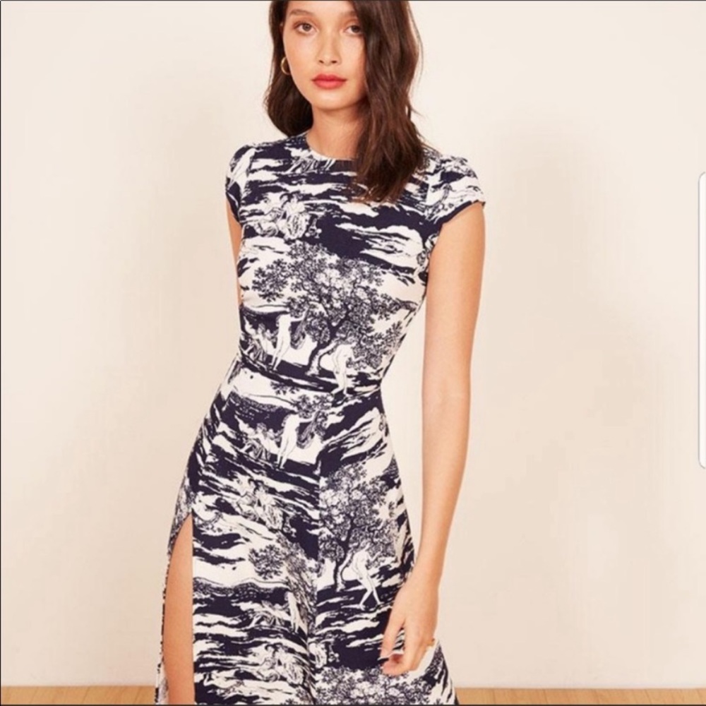 Reformation Gavin Dress Rare Naked Lunch Print Open Back Midi Like New Sz 0